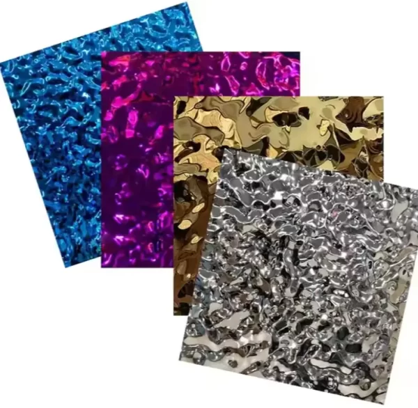 201 304 316 Stamped Finish Water Ripple Effect Texture Decorative Stainless Steel Sheet for Ceiling Decoration